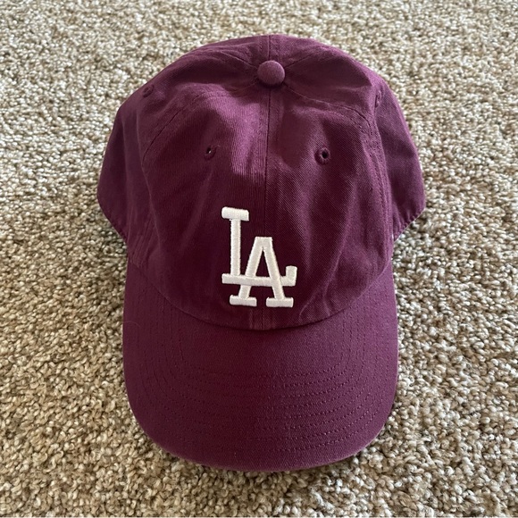 ‘47 Brand Los Angeles Dodgers Baseball Hat Cap One Size Fits All Washed Burgundy - Picture 1 of 10